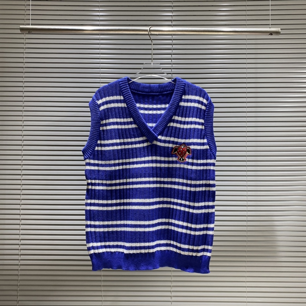 Suéter de punto sin mangas con cuello en V de G con bordado de corazón y águila, colores: azul, rojo, tallas: S M L XL …