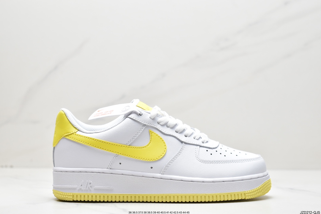 140 Nike Wmns Air Force 1 '07”White/Bright Citron”空军低帮经典“白皮柠檬黄”AH0287-103