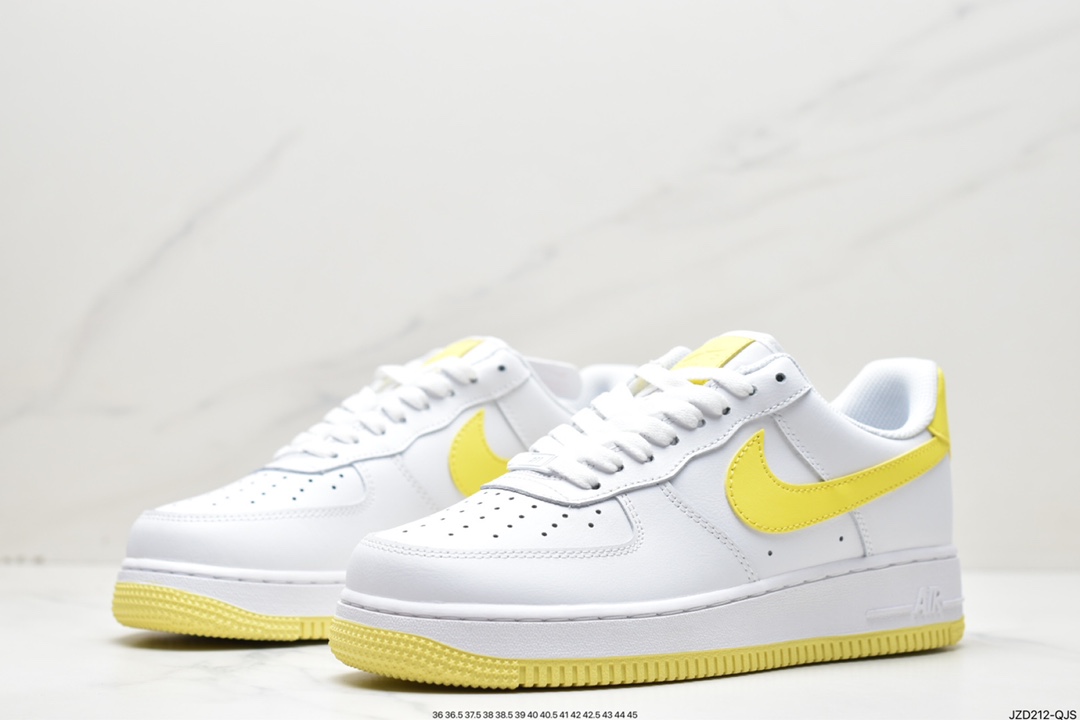 140 Nike Wmns Air Force 1 '07”White/Bright Citron”空军低帮经典“白皮柠檬黄”AH0287-103