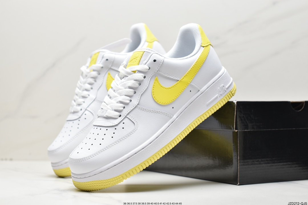140 Nike Wmns Air Force 1 '07”White/Bright Citron”空军低帮经典“白皮柠檬黄”AH0287-103