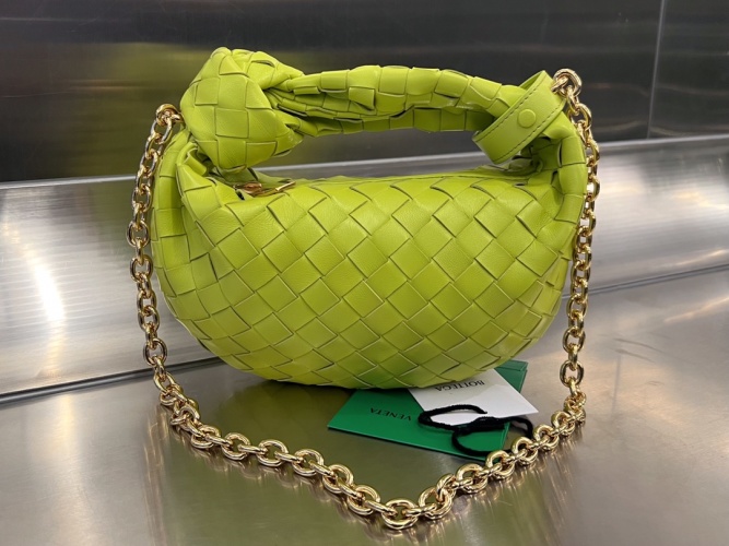 Bottega Veneta Mini Jodie Bag with Chain Strap - Parakeet Green 1 Bottega Veneta Mini Jodie Bag with Chain Strap - Parakeet Green