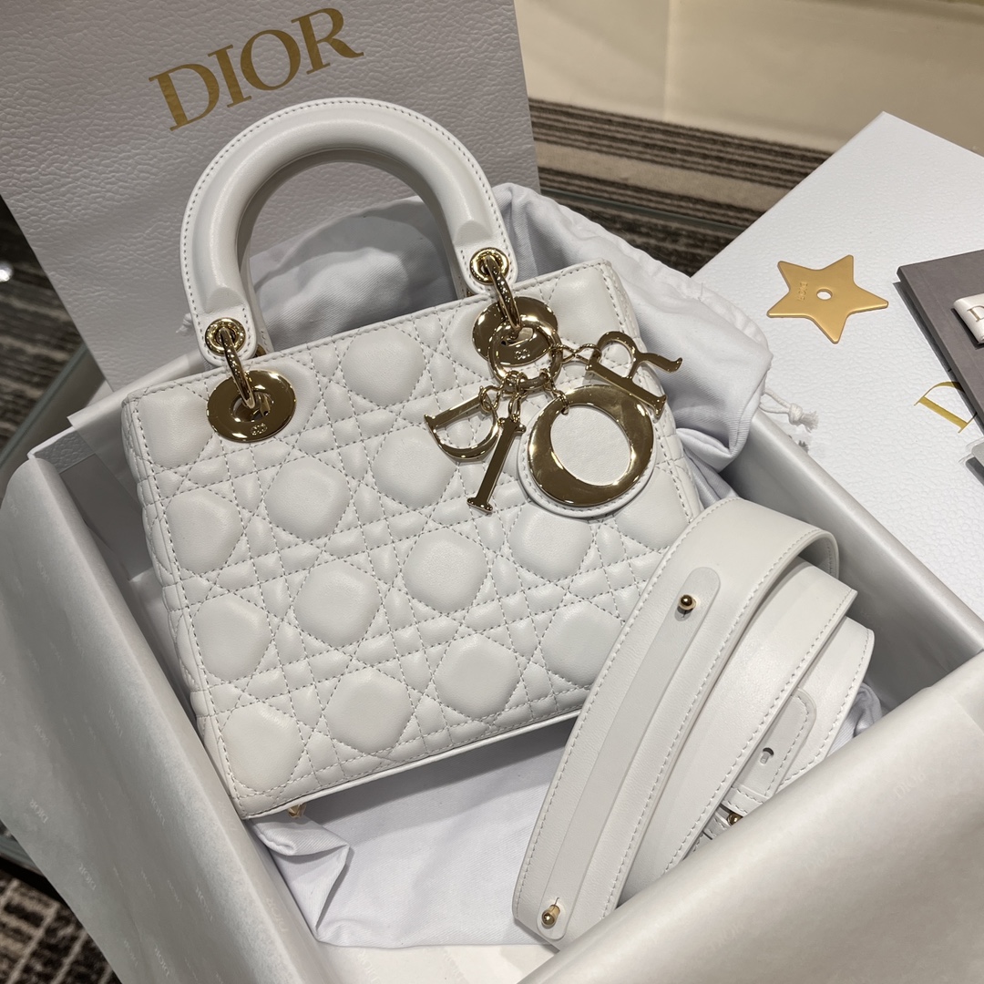 [𝗟𝗮𝗱𝘆 𝗗𝗿 Bolso Princesa Diana totalmente de acero con cuatro celosías] Letras blancas / de correa para el hombro …