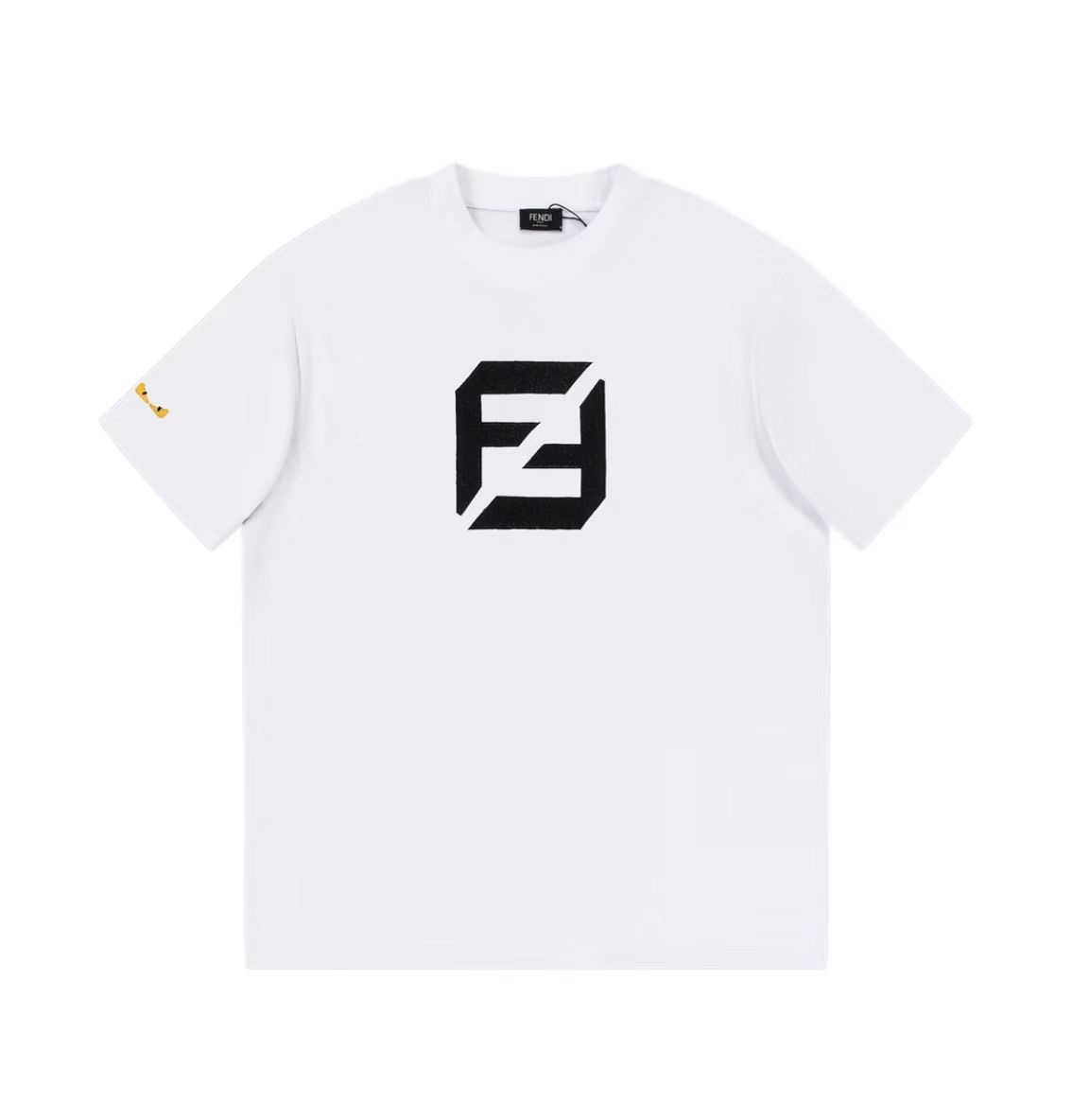 【Nuevo artículo】FE*ND*I 2023 nueva colección, camiseta de manga corta de cuello redondo con bordado de las le…