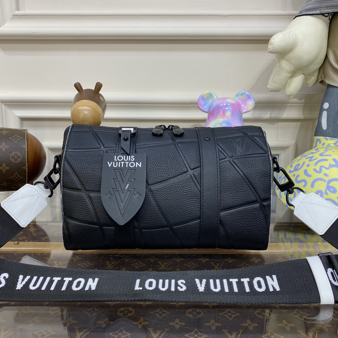 Louis Vuitton LV Keepall Bags Handbags Black Taurillon City M21543