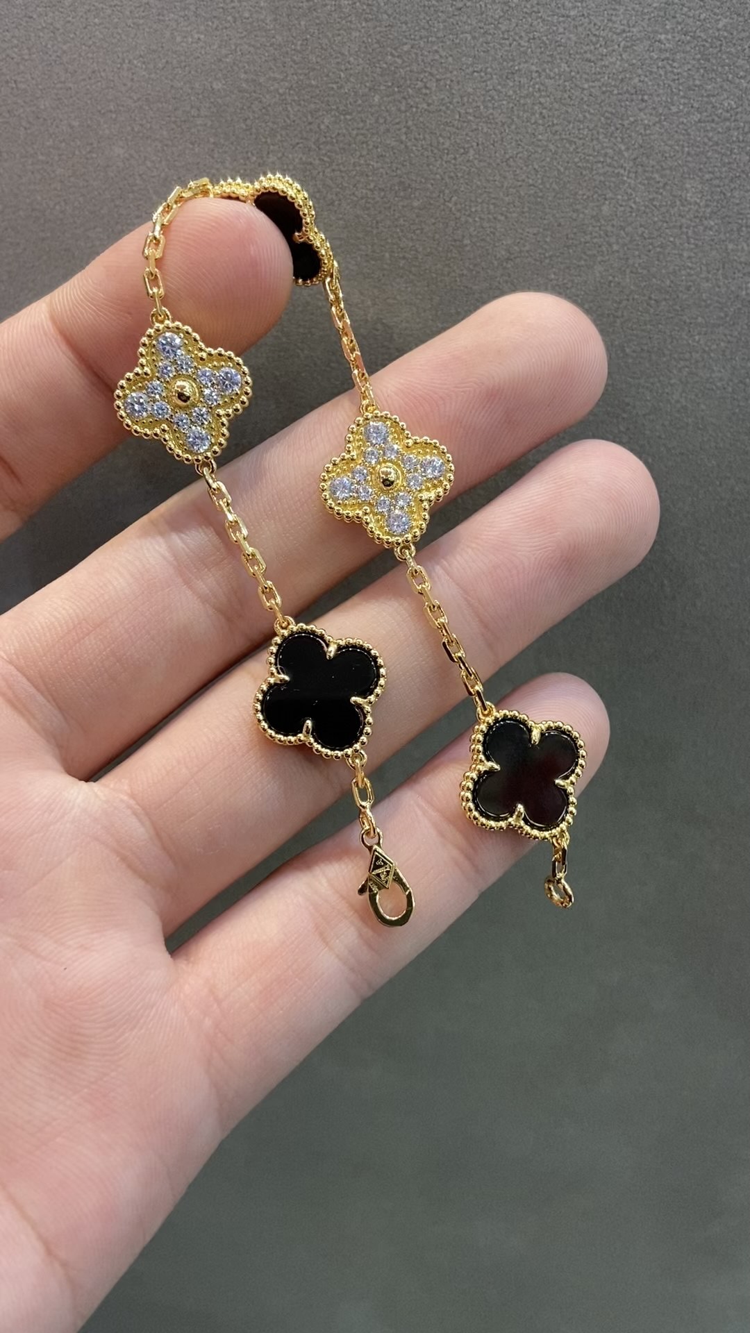 Van Cleef & Arpels vca 金黑简钻五花手链