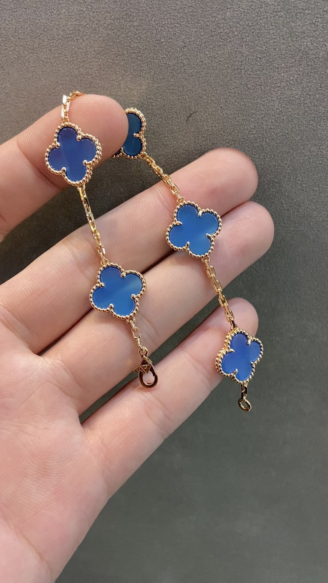 Van Cleef & Arpels vca蓝玉髓五花手链 玫金色