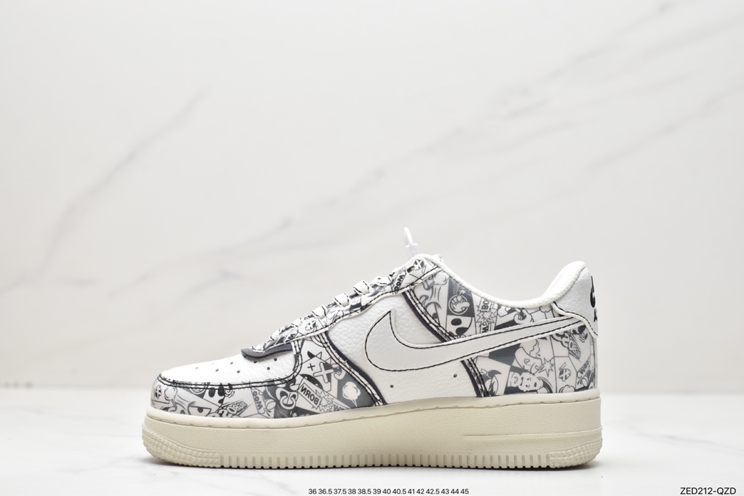 260 耐克 Air Force 1 '07 Low 定制黑白涂鸦ZG0088-812