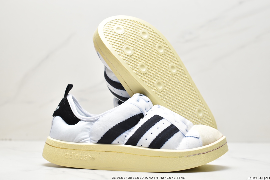 adidas clover Puffylette bread shoes one pedal cotton shoes classic casual slippers HP6698