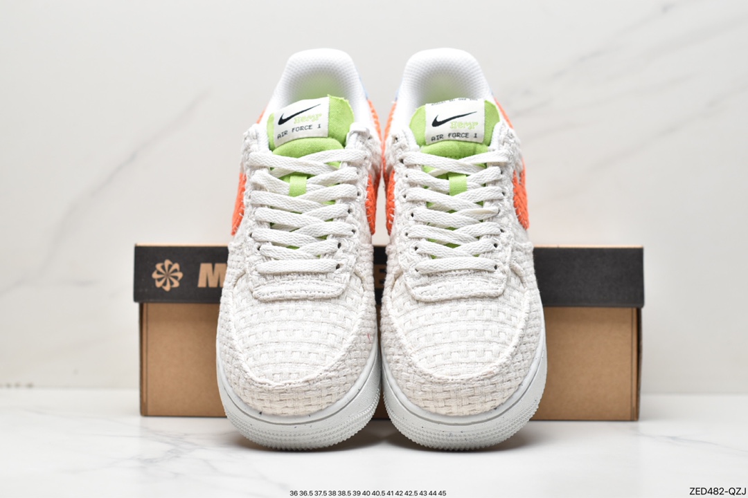 260 Nk Air Force 1'07 Low 编织格子白橘 空军一号低帮休闲板鞋 DV2112-001