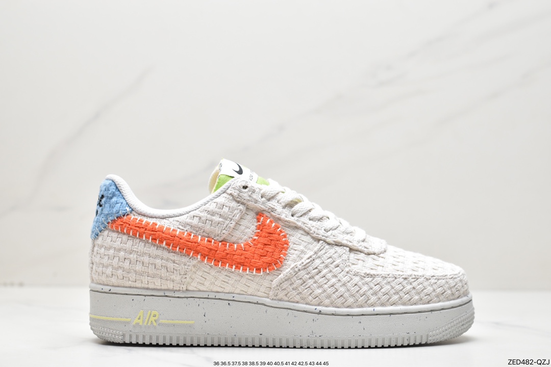 260 Nk Air Force 1'07 Low 编织格子白橘 空军一号低帮休闲板鞋 DV2112-001