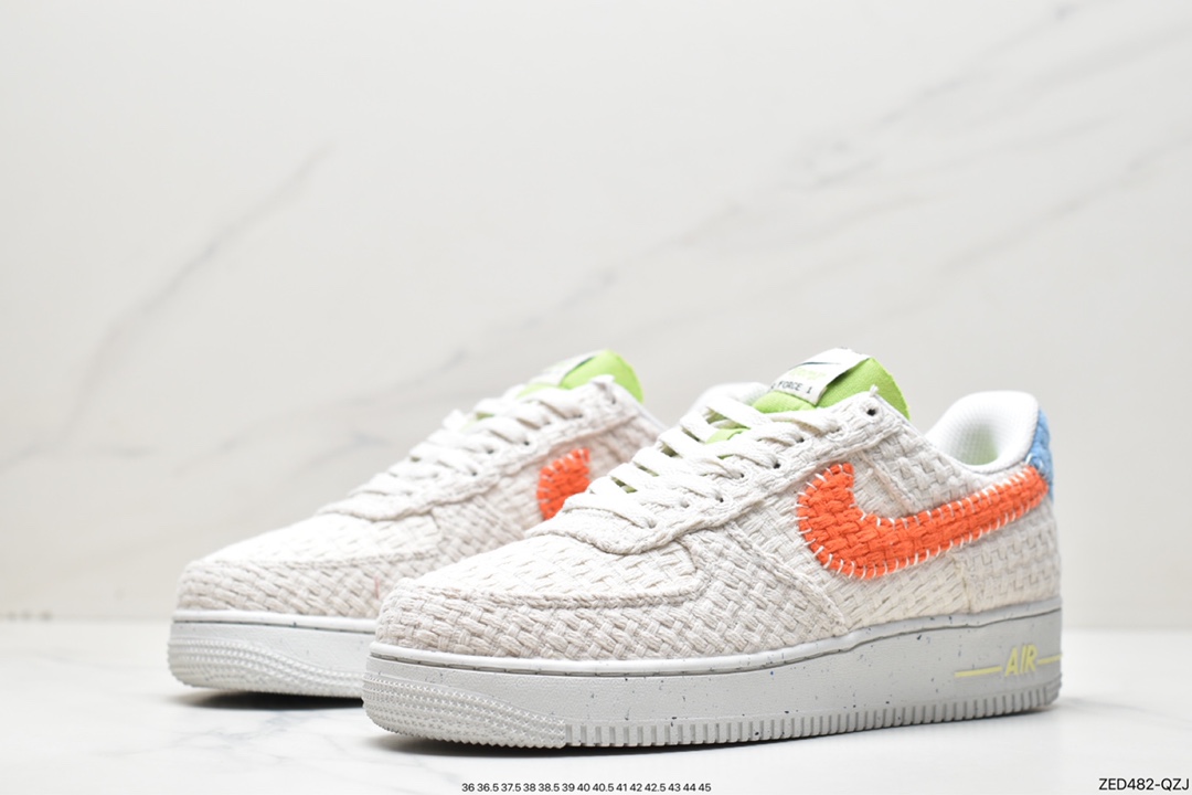260 Nk Air Force 1'07 Low 编织格子白橘 空军一号低帮休闲板鞋 DV2112-001