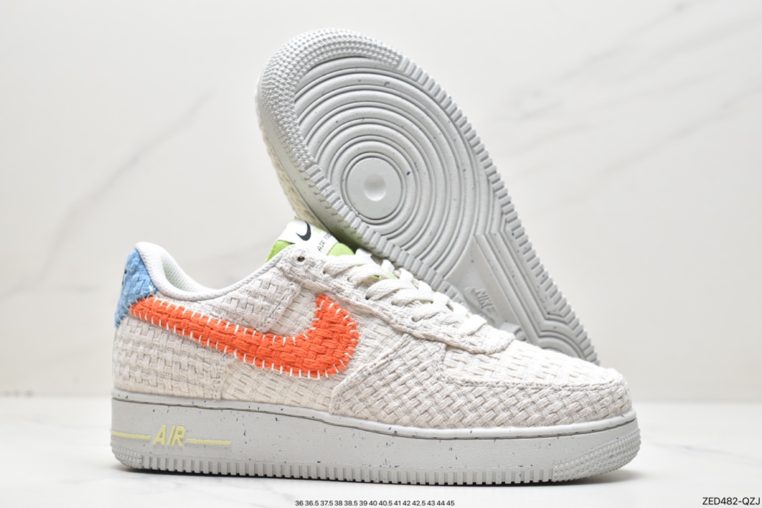260 Nk Air Force 1'07 Low 编织格子白橘 空军一号低帮休闲板鞋 DV2112-001
