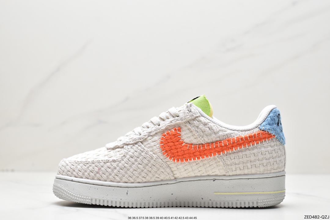 260 Nk Air Force 1'07 Low 编织格子白橘 空军一号低帮休闲板鞋 DV2112-001