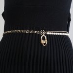 Chanel Jewelry Waist Chain Yellow Brass Lambskin Sheepskin