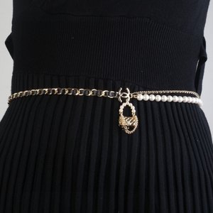 Chanel Jewelry Waist Chain Yellow Brass Lambskin Sheepskin
