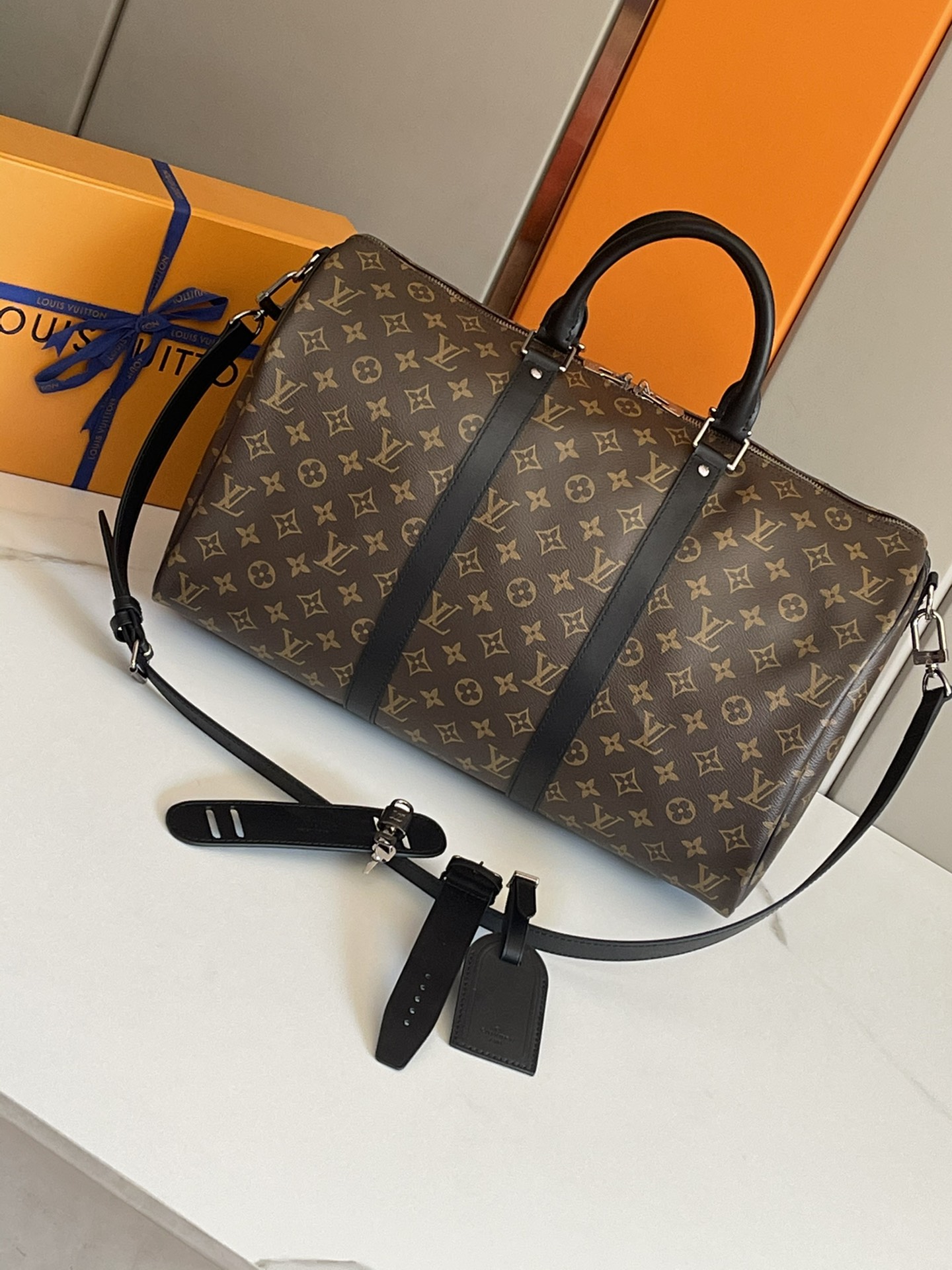 Louis Vuitton LV Keepall AAA
 Travel Bags High-End Designer
 Black Grey Silver All Steel Monogram Eclipse Canvas Cotton Cowhide M56711