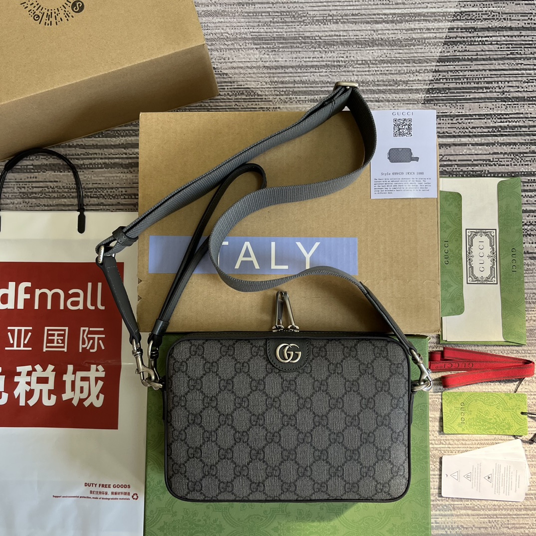 GUCCI Ophidia GG帆布 肩背包 拉鍊 雙G
