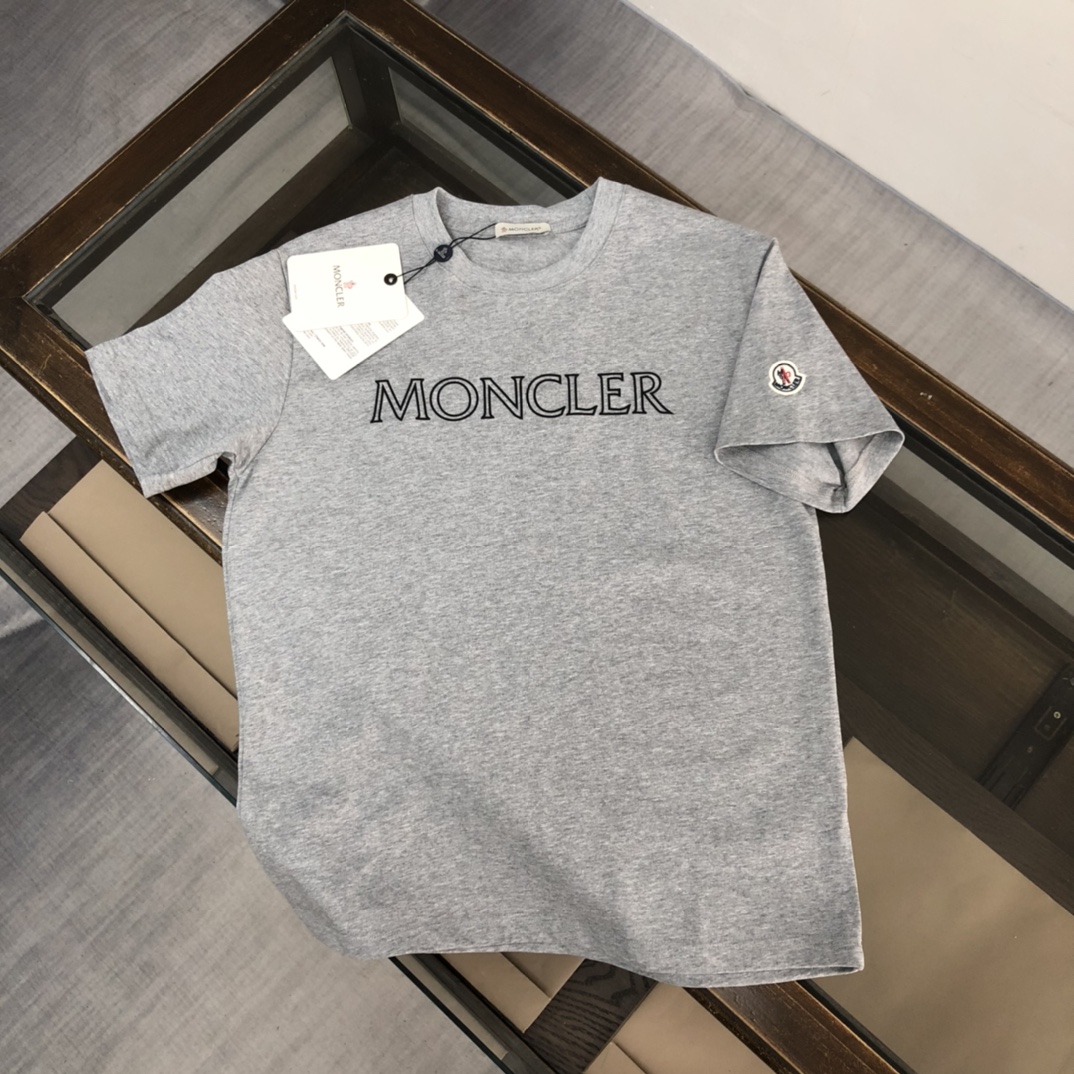 Moncler Clothing T-Shirt Black Blue Grey White Unisex Men Spring/Summer Collection Fashion Short Sleeve