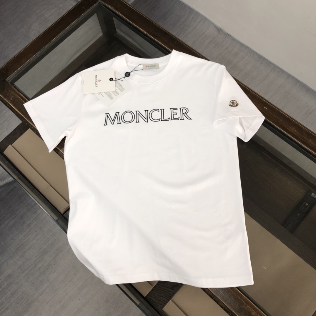 High Quality Online
 Moncler Fake
 Clothing T-Shirt Black Blue Grey White Unisex Men Spring/Summer Collection Fashion Short Sleeve