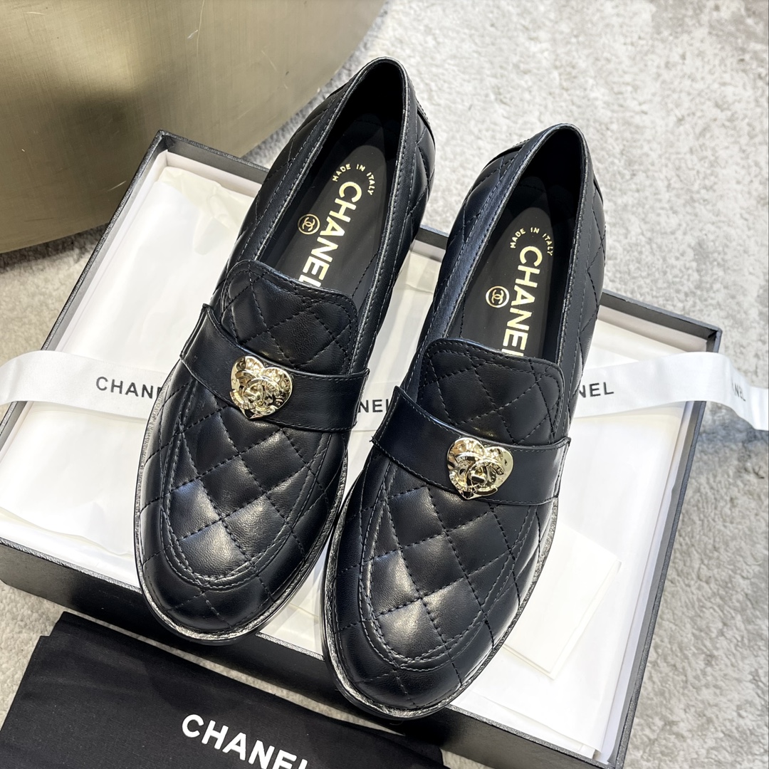 CHANEL мюли лоферы｜винтажные роскошные лоферы｜металлическая пряжка с двойной C + вощёная телячья кожа