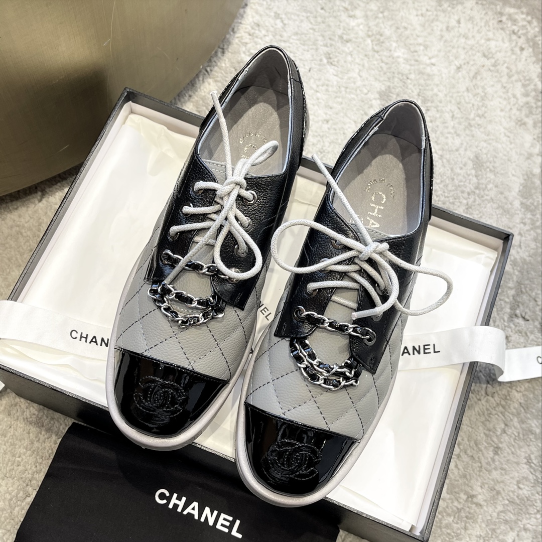 CHANEL мюли лоферы｜винтажные роскошные лоферы｜металлическая пряжка с двойной C + вощёная телячья кожа