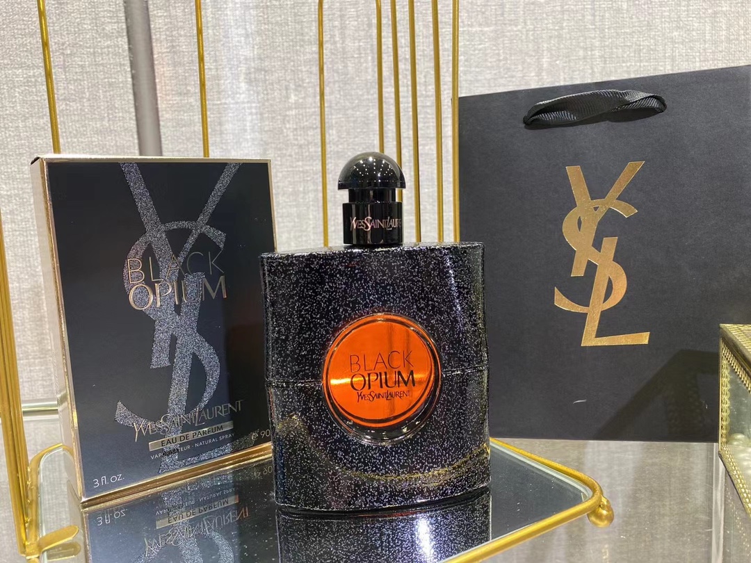 Yves Saint Laurent Perfume Black Coffee Color Orange White