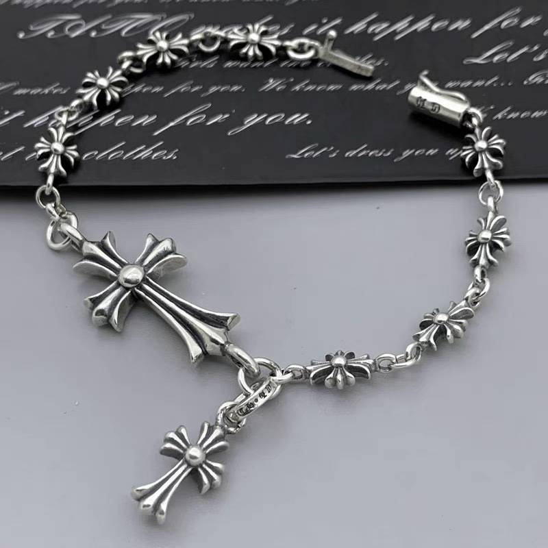 NO:107998,Silver CH cross chain trendy men punk fashion retro Thai silver personality cross sterling silver bracelet female couple, jewelry boutique, bracelet, pure silver19860909银CH十字链潮男士朋克时尚复古泰银个性十字架纯银手链女情侣,饰品精品,bracelet,pure silver,Jewelry