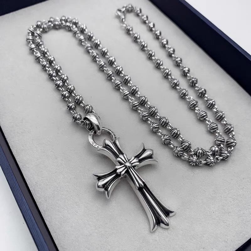 NO:106516,Personalized CH Cross Punk Necklace Men's Trendy Women's Trendy Brand Retro Thai Silver Necklace Double-layer Pendant Sweater Chain, Jewelry Boutique, Sweaters, Necklace19860909个性CH十字架朋克项链男潮女潮牌复古泰银项链双层吊坠毛衣链,饰品精品,sweaters,necklace,Jewelry