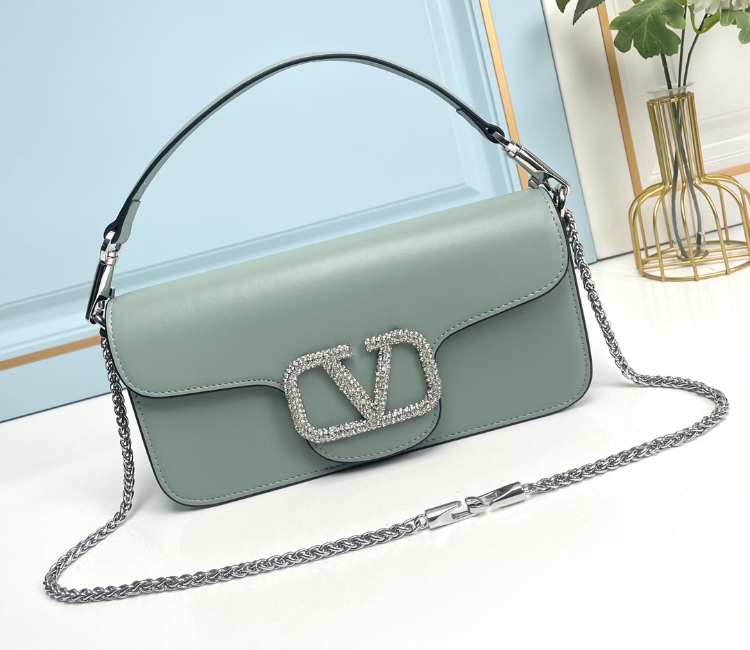 大号【配礼盒】🎁VALENTINO MINI LOCÒ仿水晶装饰手袋-VLogo Signature施华