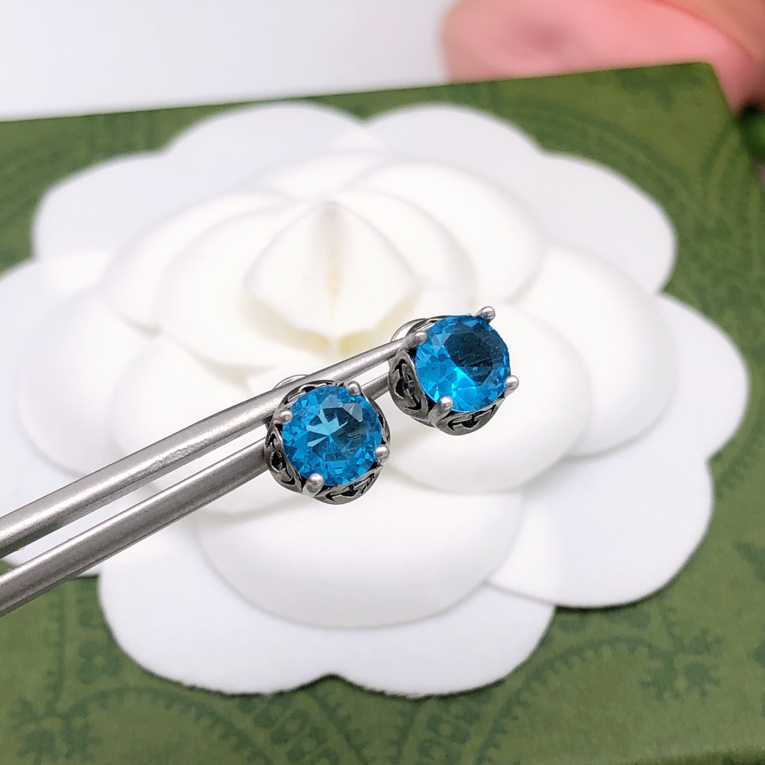 Número GED0185 Pendientes nuevos de cristal azul de Gucci