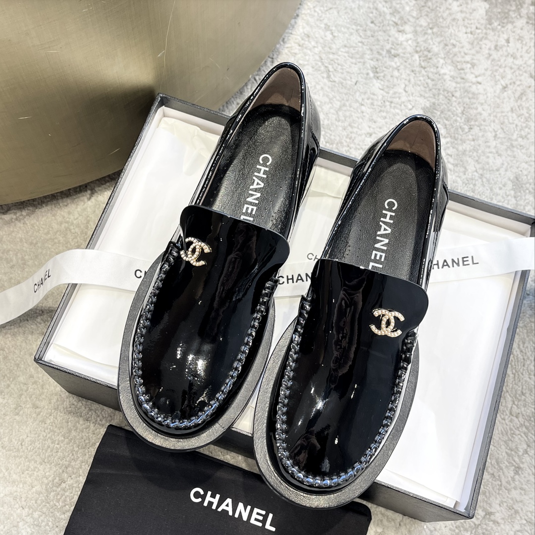CHANEL мюли лоферы｜винтажные роскошные лоферы｜металлическая пряжка с двойной C + вощёная телячья кожа