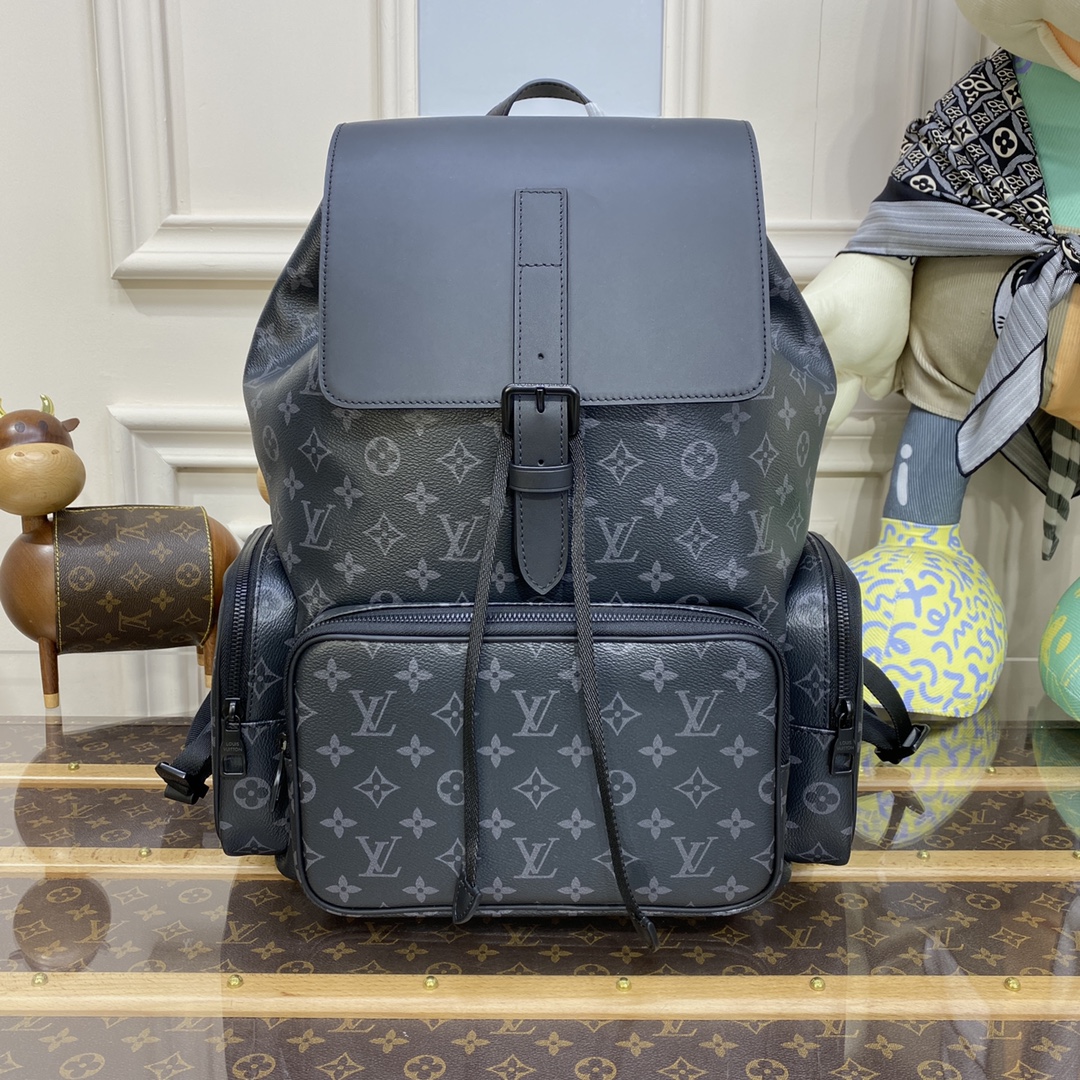 Louis Vuitton Replicas
 Bags Backpack Black Gold Monogram Canvas Cowhide Chains M44658