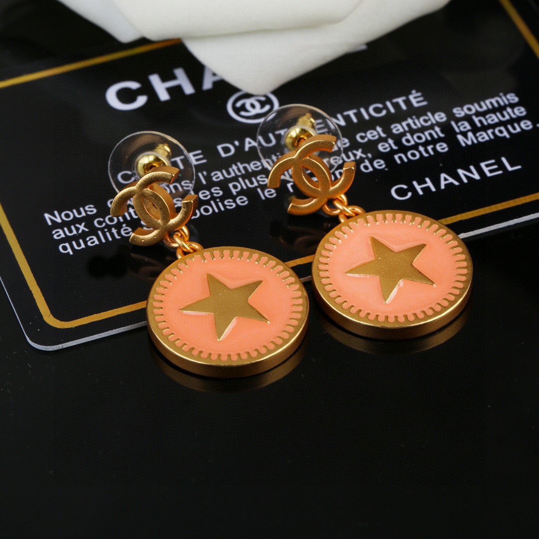Chanel 复古金属中古耳环 简约风格超级大气 小香双c耳钉 代购级别 黄铜材质