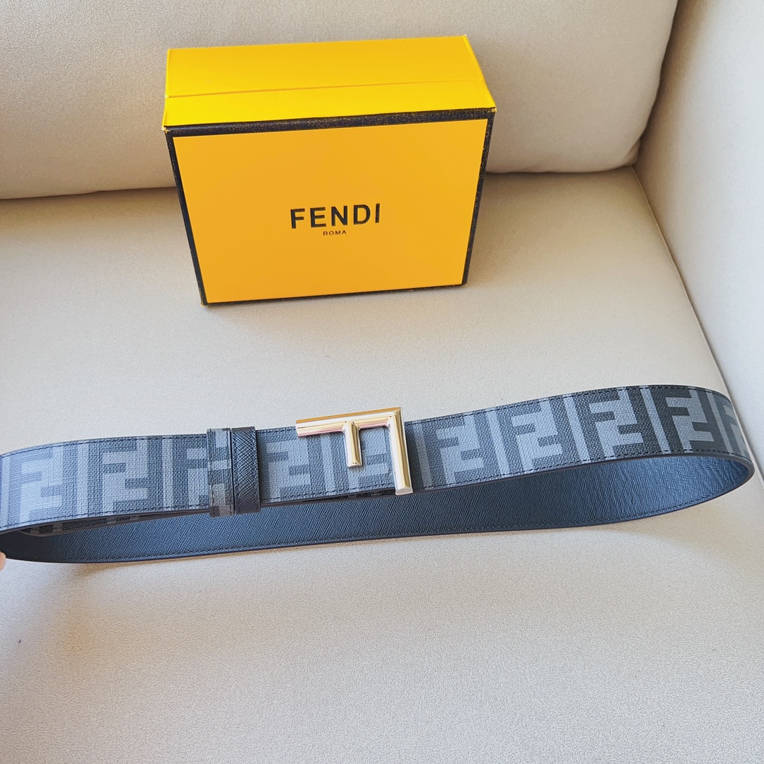 Fendi 代购级 芬迪 男士 休闲腰带 双面头层 牛皮，宽4.0cm，搭配标志性双F搭扣，奢华个性 休闲