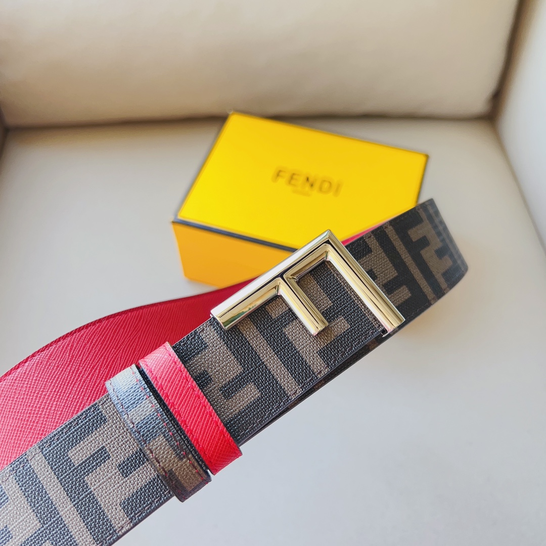 Fendi 代购级 芬迪 男士 休闲腰带 双面头层 牛皮，宽4.0cm，搭配标志性双F搭扣，奢华个性 休闲