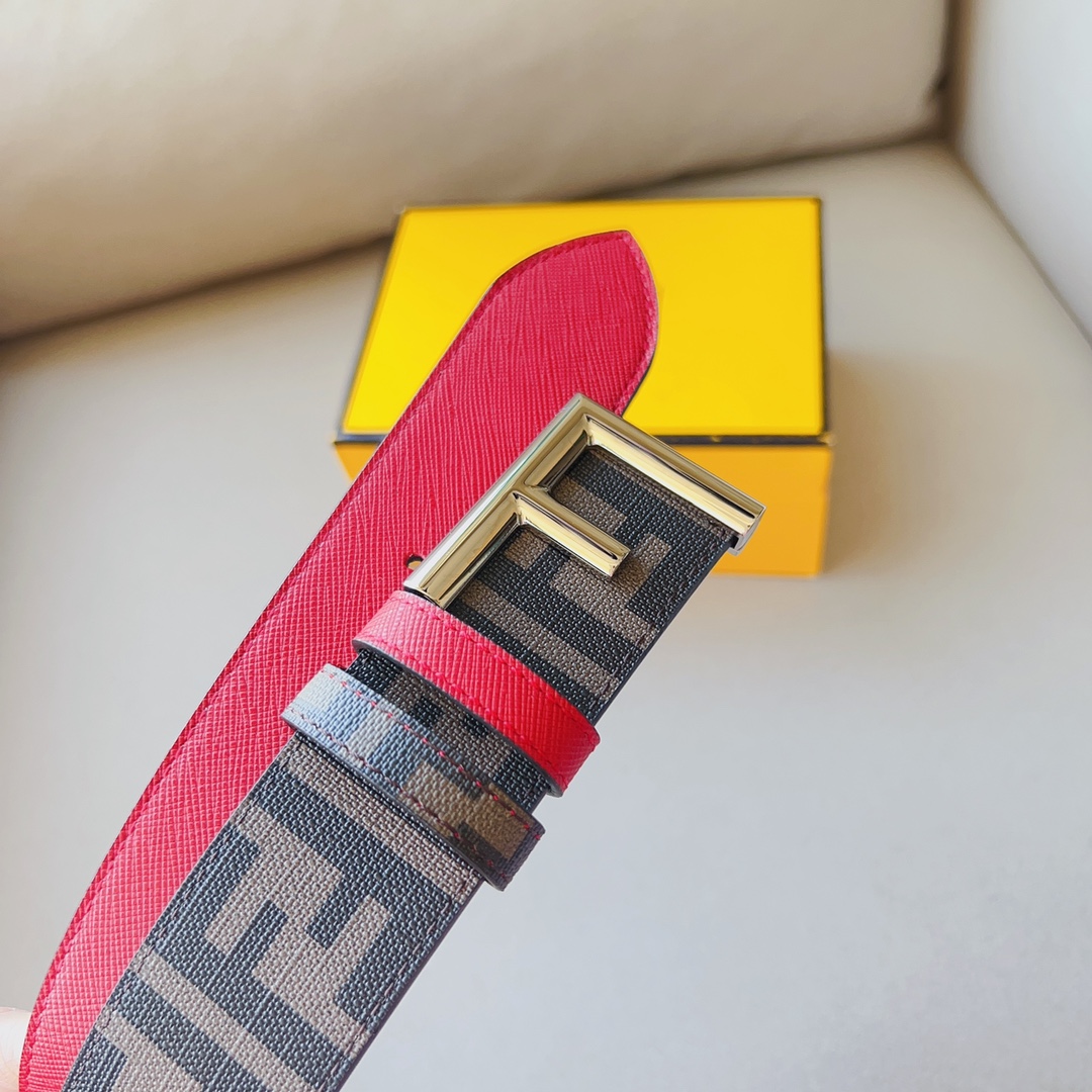 Fendi 代购级 芬迪 男士 休闲腰带 双面头层 牛皮，宽4.0cm，搭配标志性双F搭扣，奢华个性 休闲
