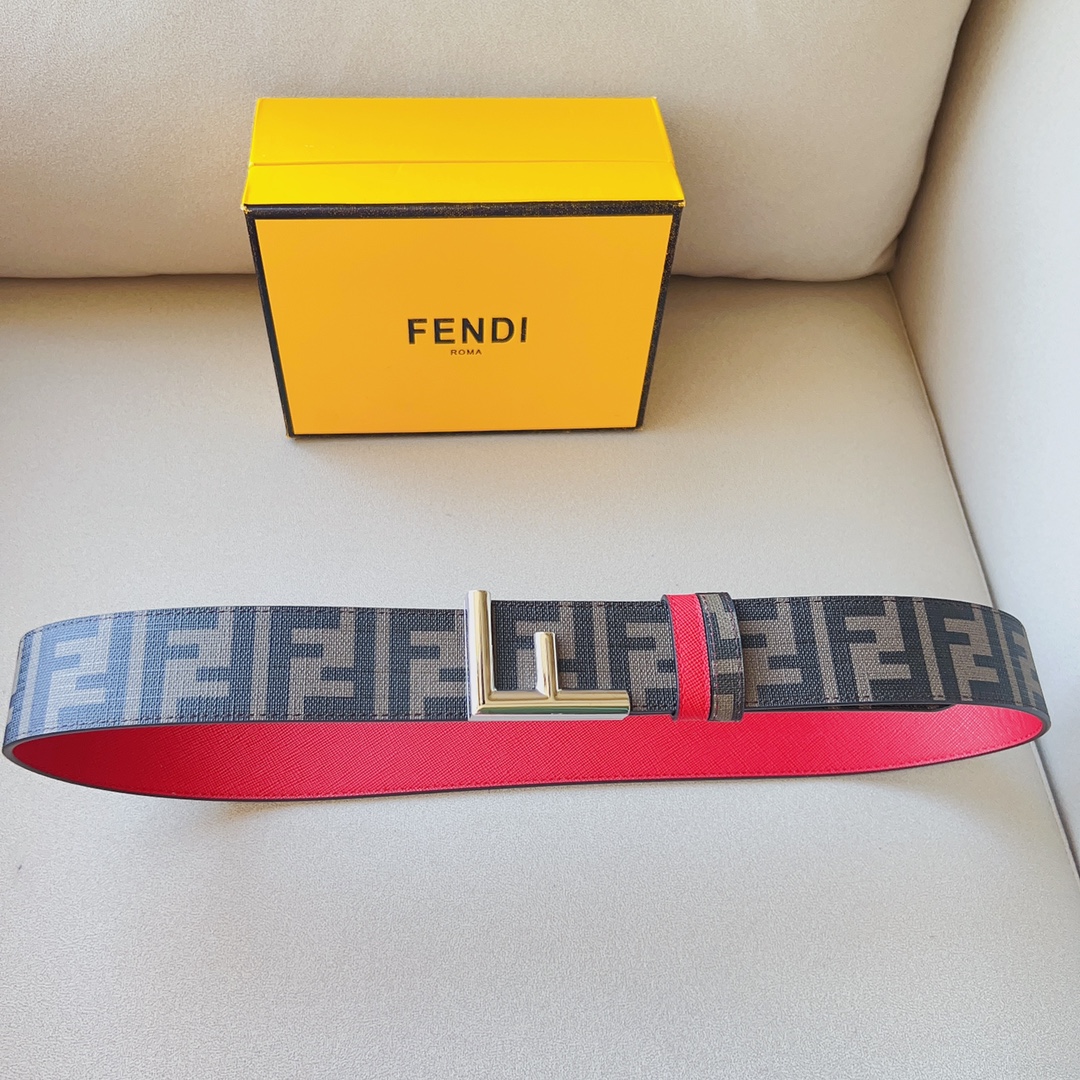 Fendi 代购级 芬迪 男士 休闲腰带 双面头层 牛皮，宽4.0cm，搭配标志性双F搭扣，奢华个性 休闲