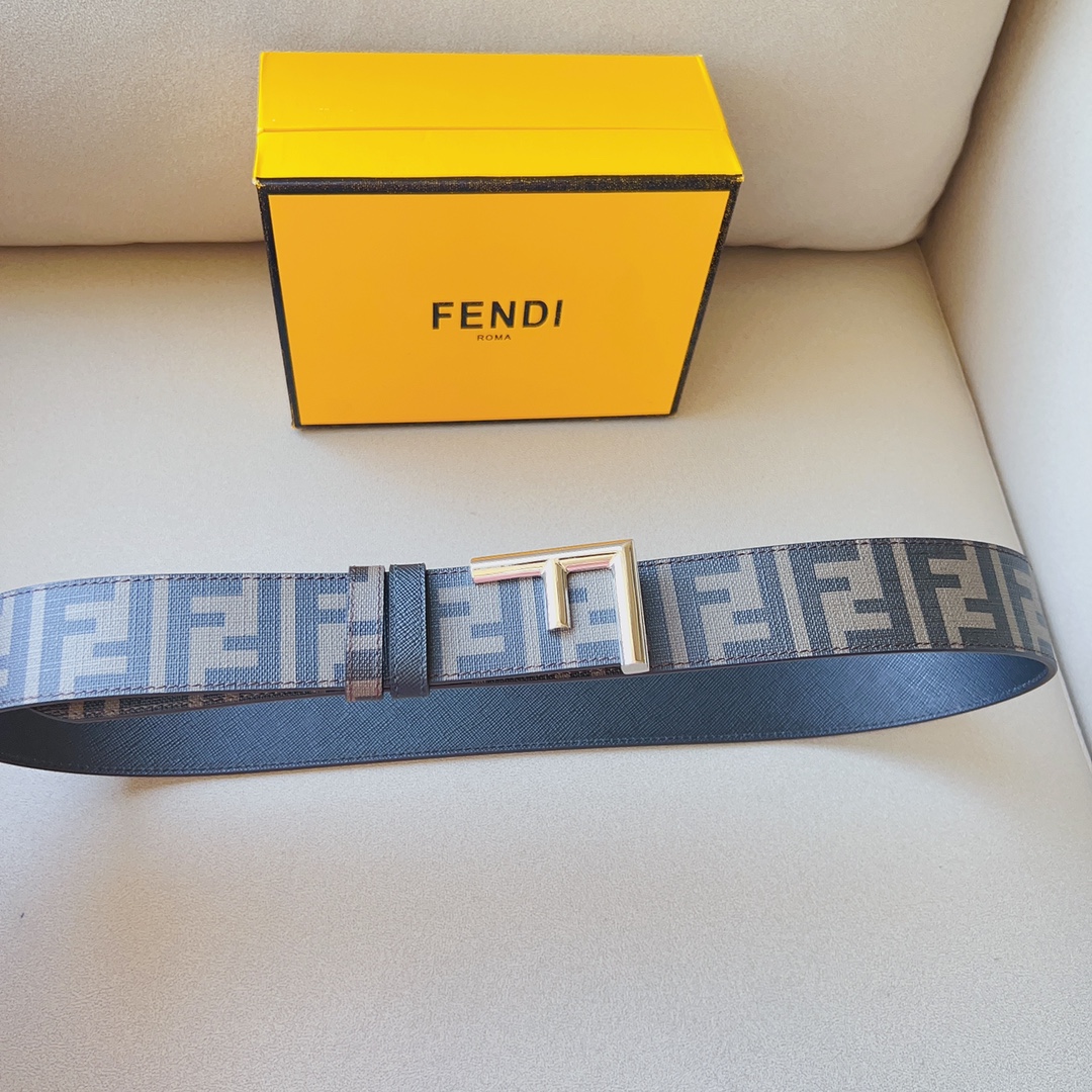 Fendi 代购级 芬迪 男士 休闲腰带 双面头层 牛皮，宽4.0cm，搭配标志性双F搭扣，奢华个性 休闲
