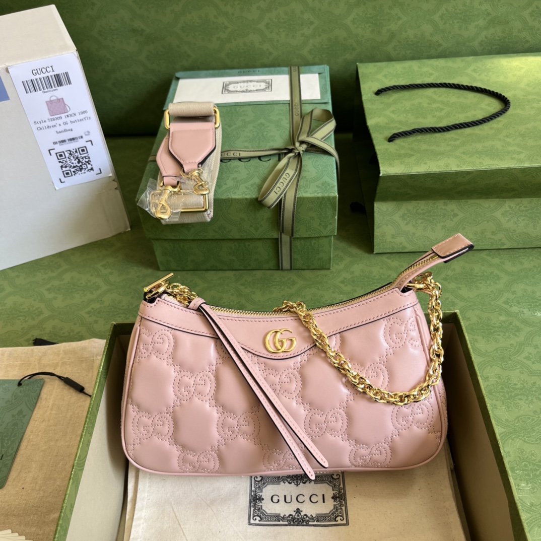 Gucci Tassen handtassen Goud Roze Wit Nylon