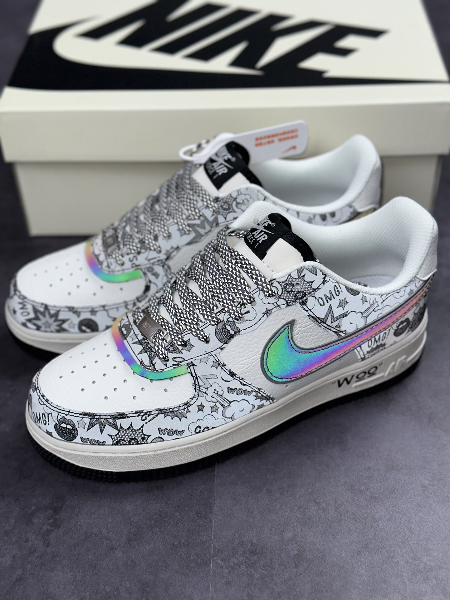 250 Nike Air Force 1 Low 07 白黑电玩印花 3M反光版 ZG0088-811