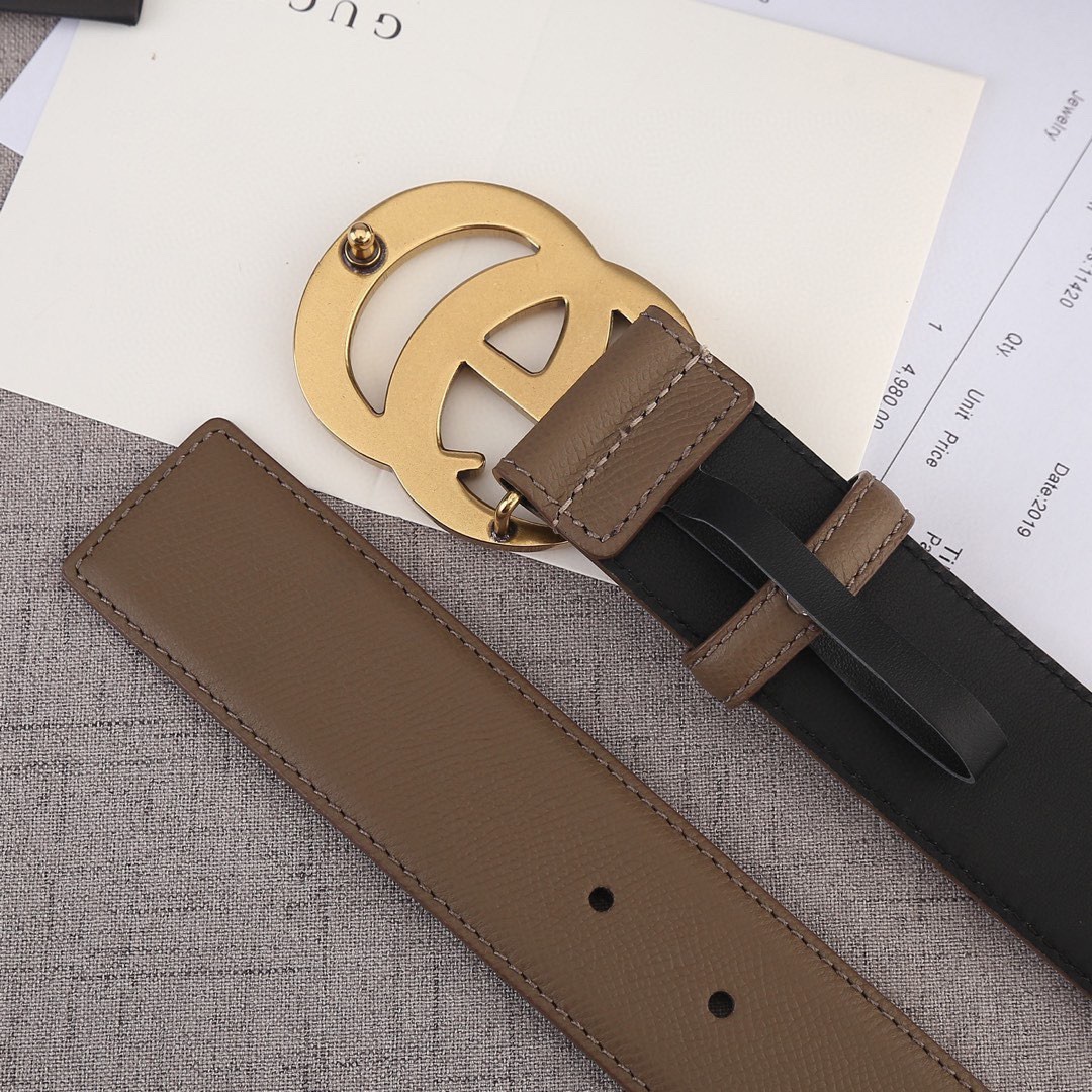 宽度3.8cm GUCCI 小牛皮腰带采用热压制作效果 饰以标志双G带扣-Chinese UA Cheap High Quatity Brand Clothes Bags handbags Sneakers wholesale wholesaler seller from China Factory suppliers Fashion Clothing Shoes best Quality Beautiful Price 宽度3.8cm GUCCI 小牛皮腰带采用热压制作效果 饰以标志双G带扣