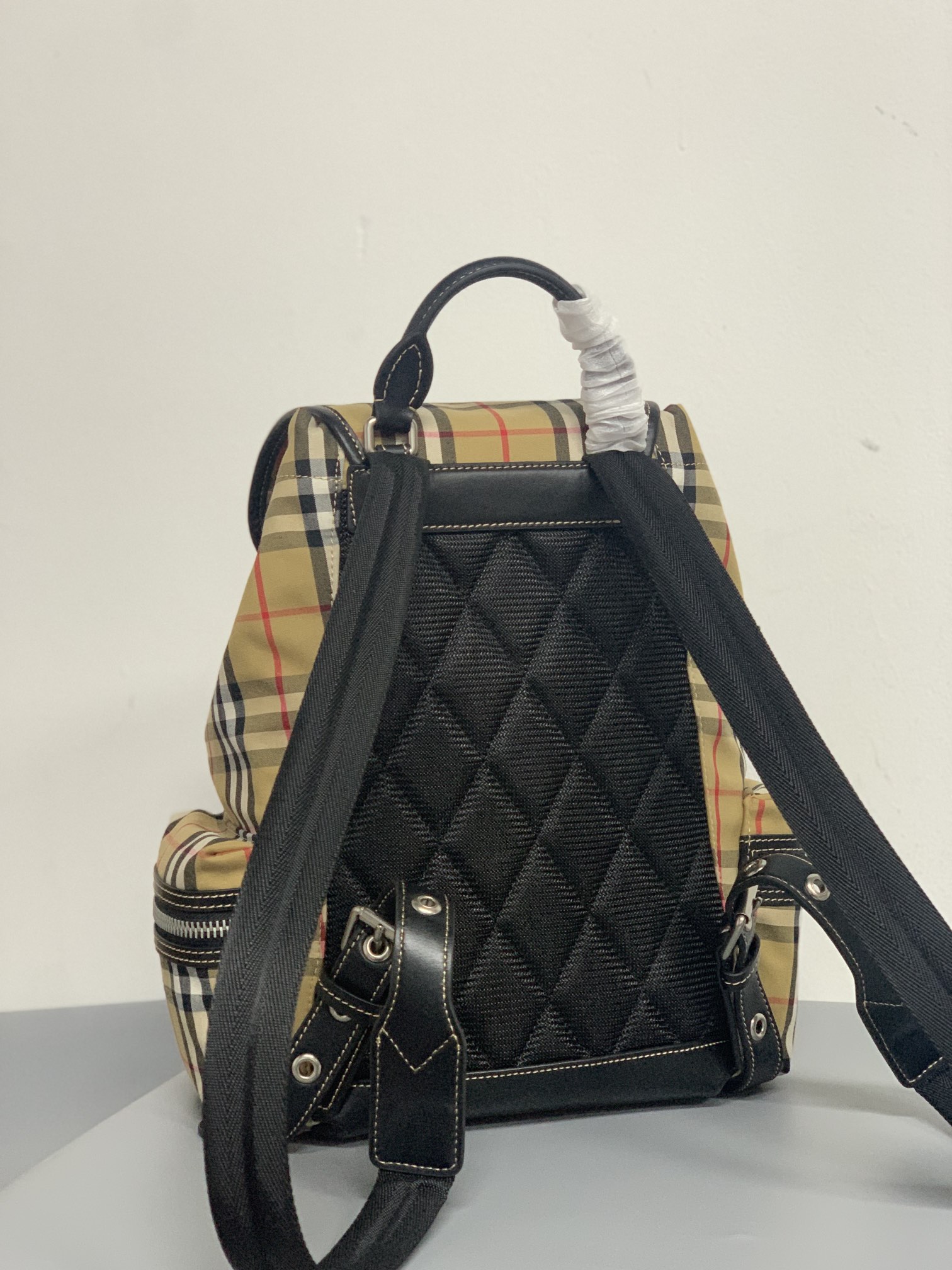 Burberry classic backpack, made of original single plaid cotton fabric, assembled from all original single materials, available for purchase, com