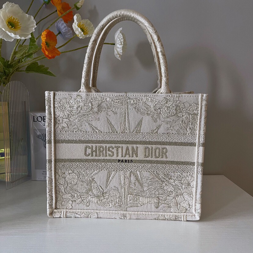 Dior Book Tote Handbags Tote Bags Gold Platinum White