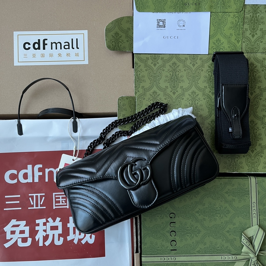 原厂皮配Cdfmall三亚免税店手提袋GGMarmont系列肩背包款号734814品牌创作总监从每一季的