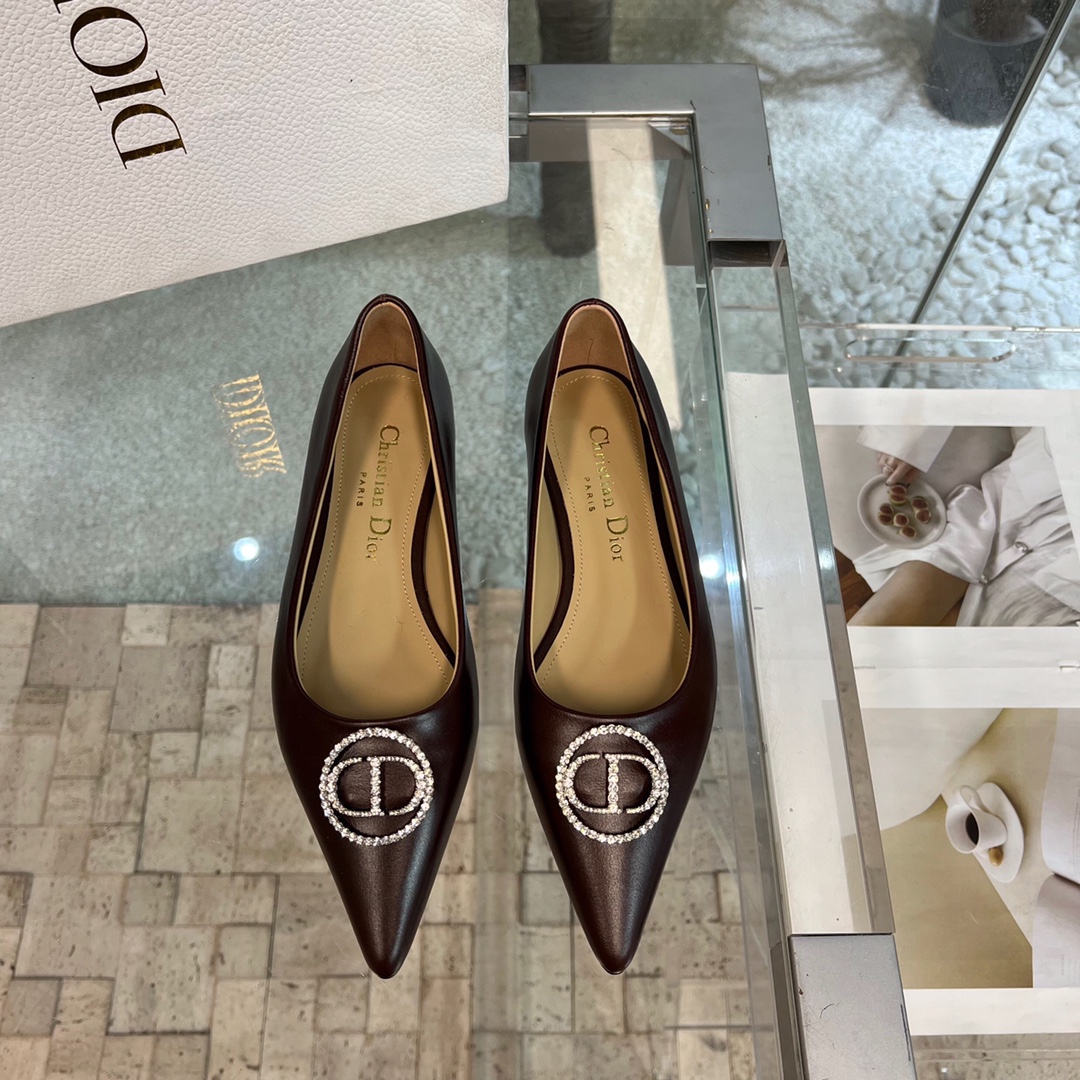 Dior Flat Shoes Single Layer Shoes Cowhide Genuine Leather Spring/Summer Collection