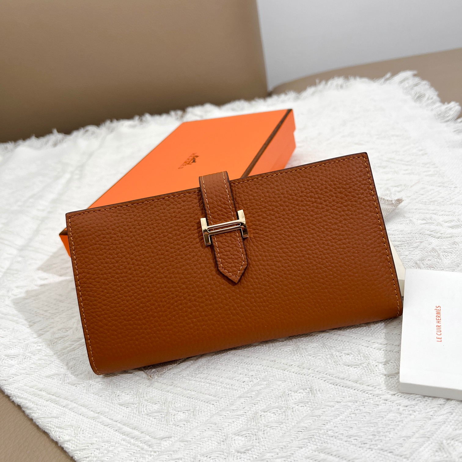 Hermes Women's Vertical Wallet, Togo Leather, Internal Zipper Pocket