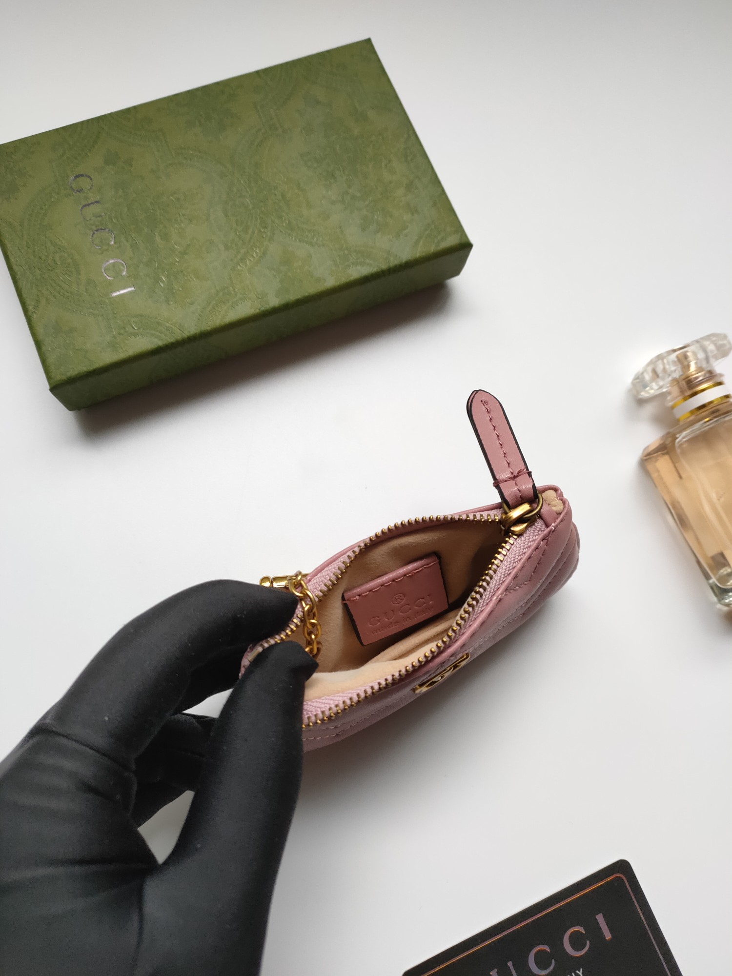 GUCCI小零钱包 - インポート小牛皮 & 古銅双G金具