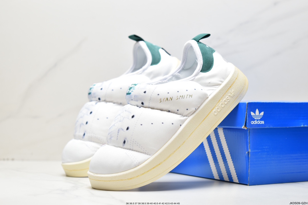 adidas clover Puffylette bread shoes one pedal cotton shoes classic casual slippers HP6699