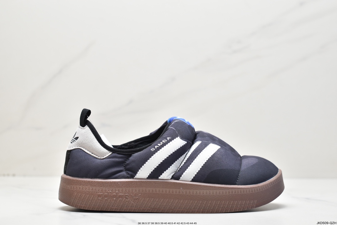 adidas clover Puffylette bread shoes one pedal cotton shoes classic casual slippers HP6699