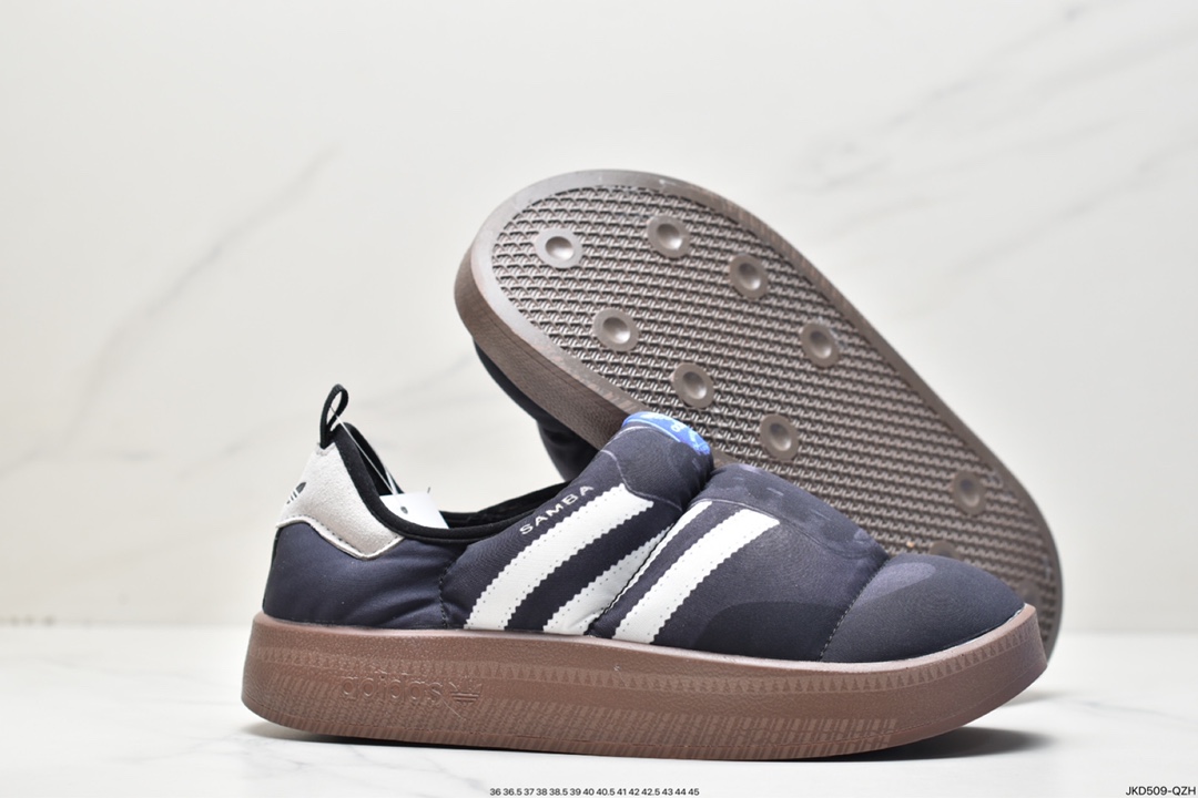 adidas clover Puffylette bread shoes one pedal cotton shoes classic casual slippers HP6699